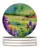 New Jersey Violet in Watercolor Large Sandstone Coasters Pack of 4 Absorbent Round Coasters Decor Gifts for Men or Women, 4 in, Multicolor