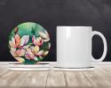 Louisiana Magnolias in Watercolor Large Sandstone Coasters Pack of 4 Absorbent Round Coasters Decor Gifts for Men or Women, 4 in, Multicolor