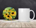 Maryland Black-Eyed Susans in Watercolor Large Sandstone Coasters Pack of 4 Absorbent Round Coasters Decor Gifts for Men or Women, 4 in, Multicolor