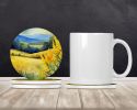 Kentucky Goldenrod in Watercolor Large Sandstone Coasters Pack of 4 Absorbent Round Coasters Decor Gifts for Men or Women, 4 in, Multicolor
