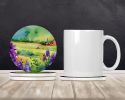 New Jersey Violet in Watercolor Large Sandstone Coasters Pack of 4 Absorbent Round Coasters Decor Gifts for Men or Women, 4 in, Multicolor