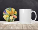 New Mexico Yucca Flower in Watercolor Large Sandstone Coasters Pack of 4 Absorbent Round Coasters Decor Gifts for Men or Women, 4 in, Multicolor