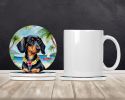 Dachshund Luau Large Sandstone Coasters Pack of 4 Absorbent Round Coasters Decor Gifts for Men or Women, 4 in, Multicolor