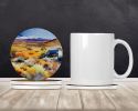 Nevada Sagebrush in Watercolor Large Sandstone Coasters Pack of 4 Absorbent Round Coasters Decor Gifts for Men or Women, 4 in, Multicolor