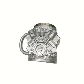 V6/V8 Engine Design Mug - Heavy-Duty Metal Construction, Double-Wall Insulated Cup With Non-Slip Grip - Vintage Automotive Beer Cup, Coffee Mug G (Option: V8)